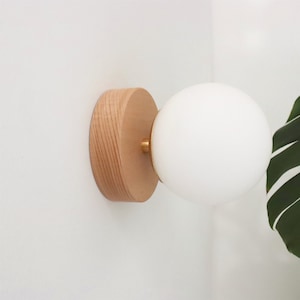 Minimal Globe Sconce Brass Wall Lamp Glass Light Boho Vanity Lighting image 6