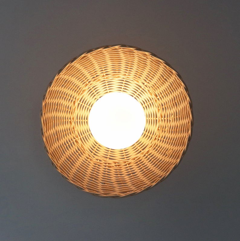 Rattan Ceiling Light Woven Pendant Lamp Flush Mount Lighting Minimal Globe Chandelier image 7