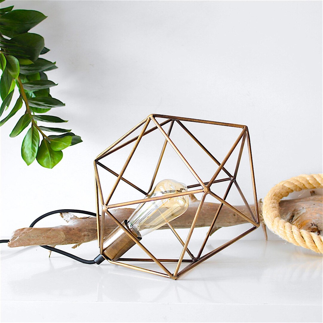 View of Minimal Light Geometric Table Lamp Industrial Desk Light Modern Rustic ...