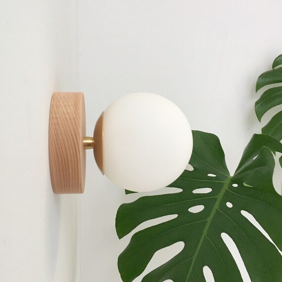 Minimal Globe Sconce Brass Wall Lamp Glass Light Boho Vanity