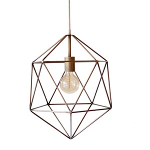 Minimal Modern Chandelier Geometric Light Cage Pendant Lighting Globe Ceiling Lamp Black Metal Polyhedron Bronze