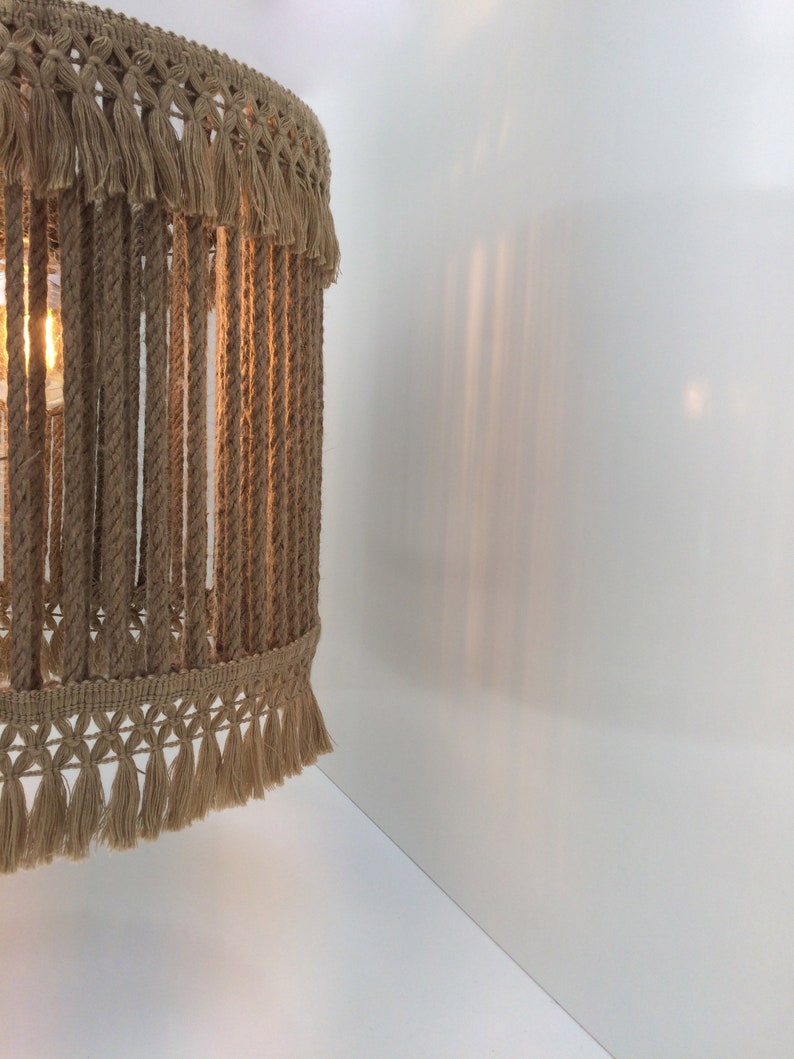 Jute Rope Pendant Light Macrame Chandelier Rustic Fabric Etsy