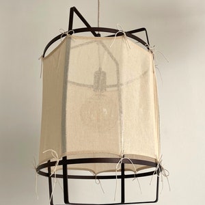 Lámpara colgante de cuerda rústica estilo bohemio, candelabro moderno, iluminación Industrial, accesorio de lino, pantalla de tela, cabaña imagen 10