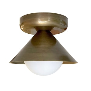Minimale Messing Deckenleuchte Plafoniere Lampe Glaskugel Leuchte Mid Century Kegel Bronze Kronleuchter [Lia]