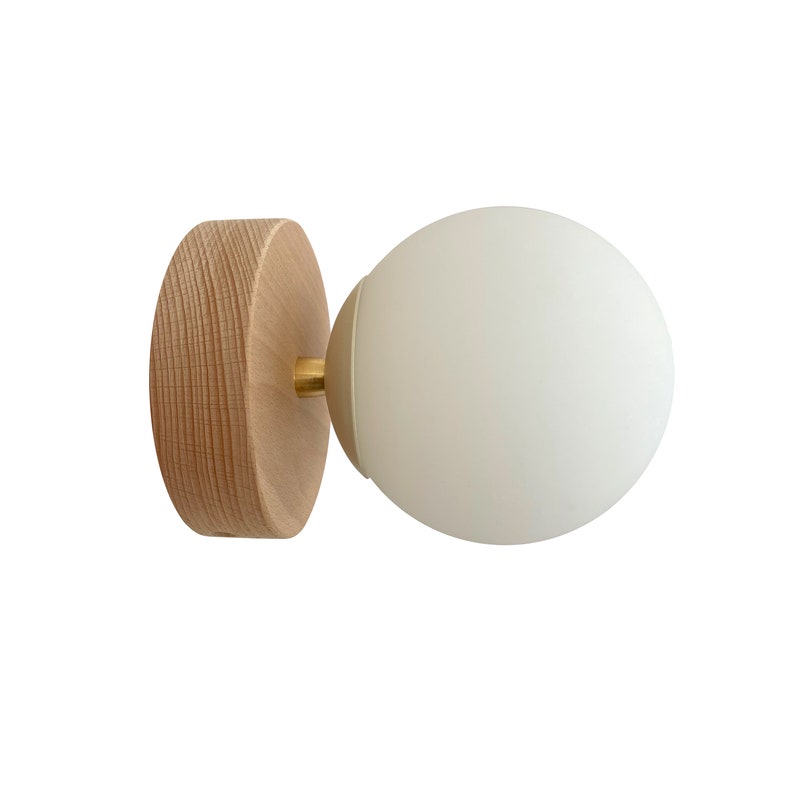 Minimal Globe Sconce Brass Wall Lamp Glass Light Boho Vanity Lighting Sand Beige and Gold