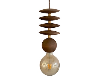 Wood Bead Chandelier Pendant Light Minimal Wooden Ceramic Hanging Lamp Modern Rustic Home Decor