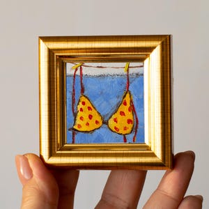 Ovelhas em Óculos / Mini Pintura a Óleo Pintada à Mão 2x2 Polegadas