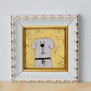 Pintura al óleo en miniatura de Labrador / Retrato de perro pintado a mano Mini Atr / 2x2 pulgadas