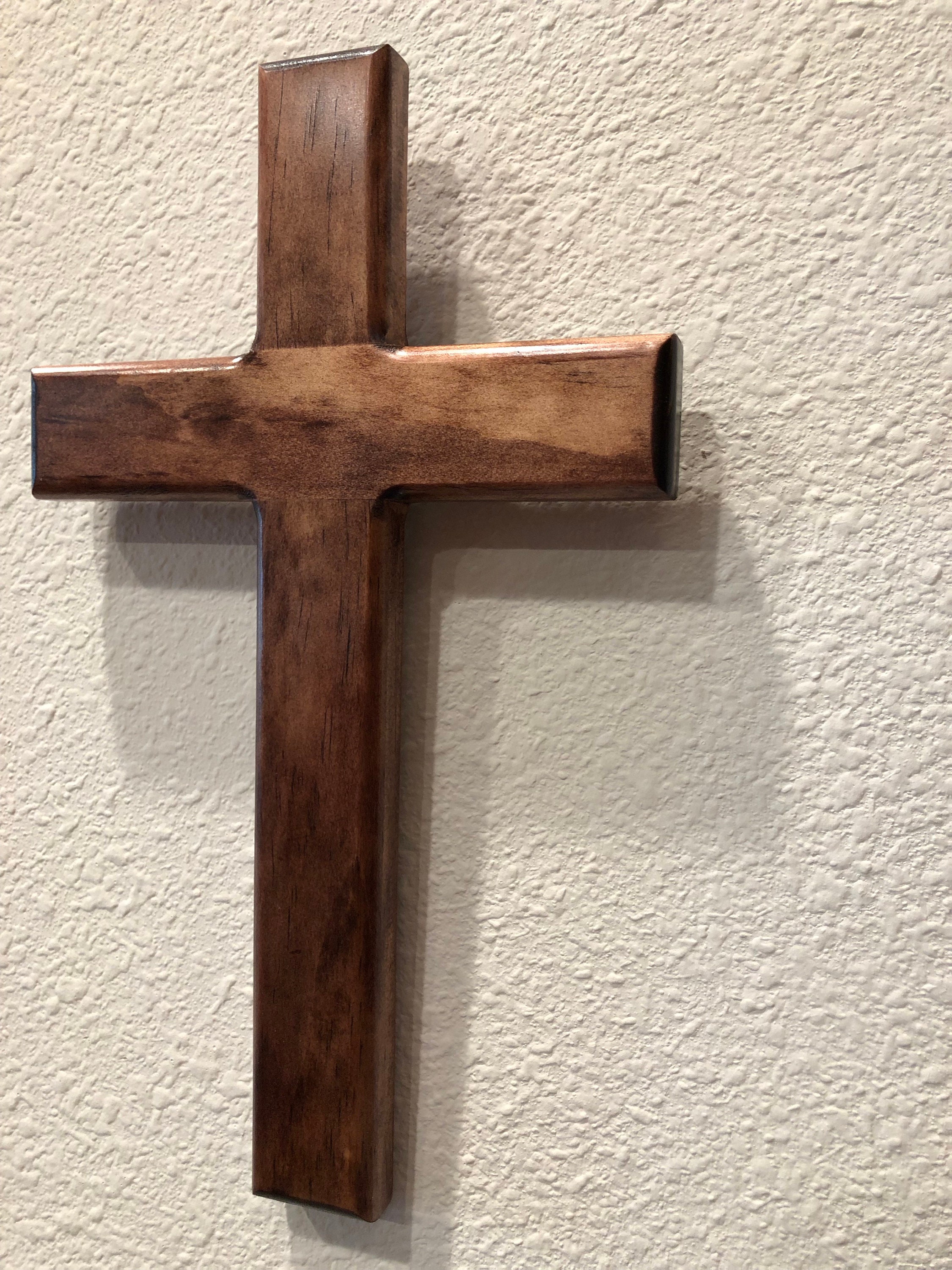 Wooden Cross Cross Red Mahogany With Rounded Edges Stained - Etsy