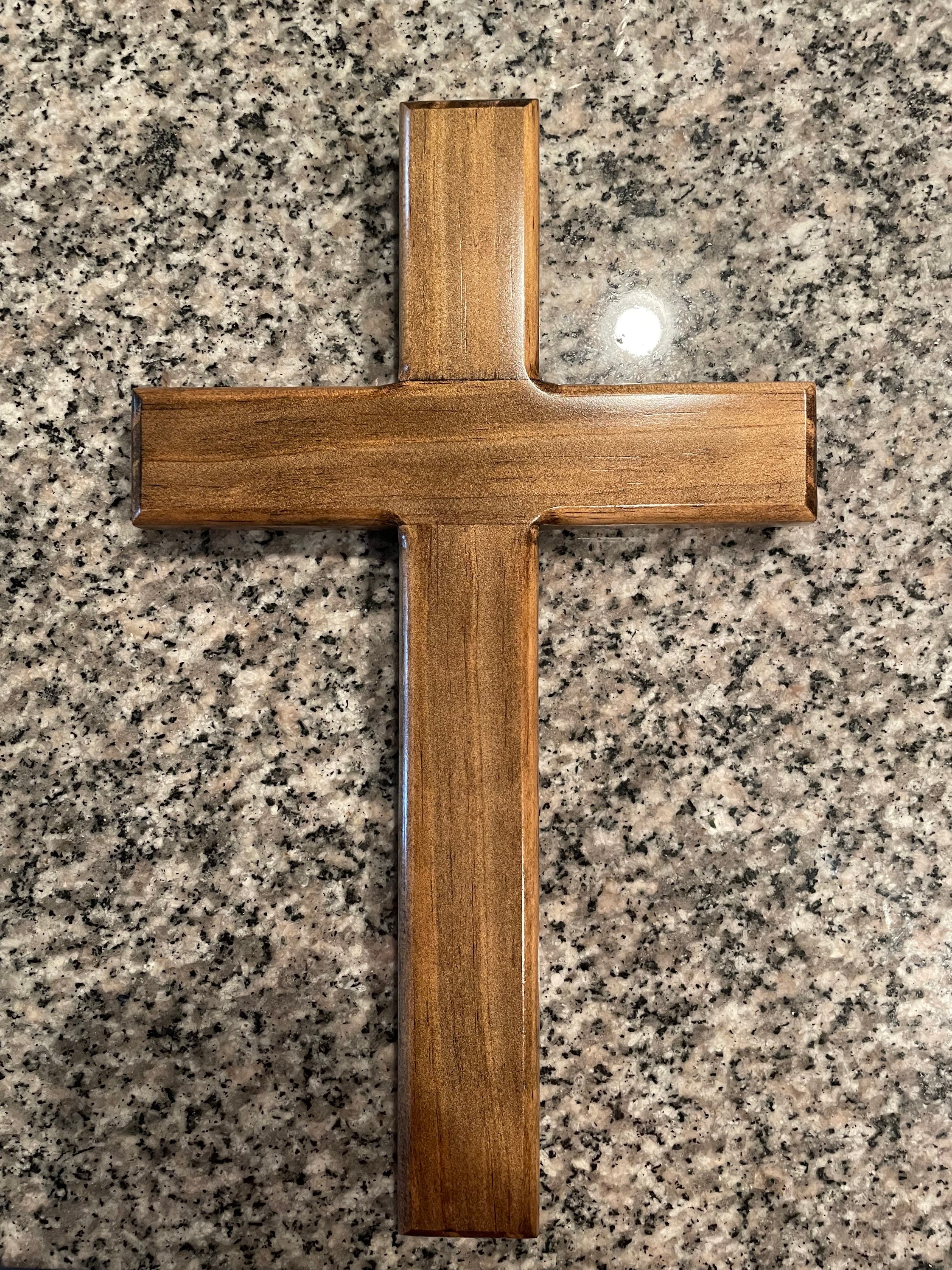 Cross, Crosses, Wooden Cross, Wooden Crosses, Dark Walnut Stained Wood Cross  With Rounded Edges. Wood Cross, Wooden Crosses 