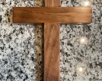 Red Mahogany Stained Wooden Cross: Christian Wall Decor