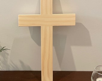 Unfinished Pine Wood Cross: Handmade Home Decor (7 1/4” x 12")