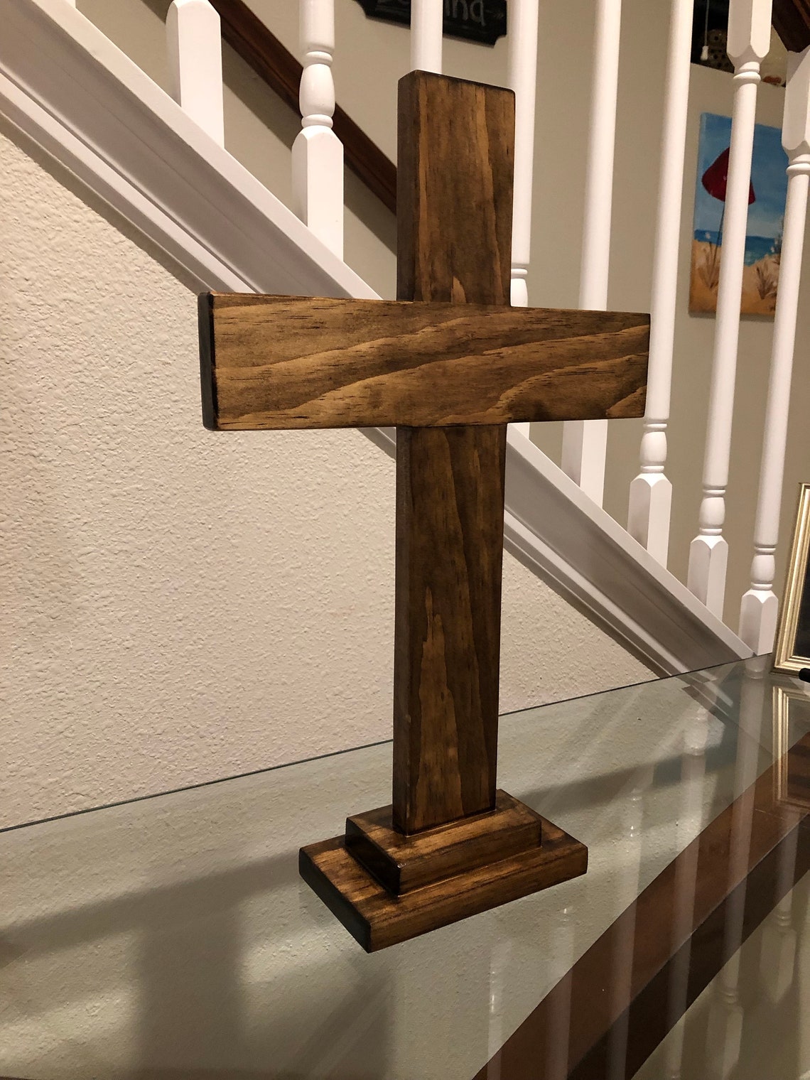 Stained Wooden Cross with Stand Dark Walnut Cross With Etsy