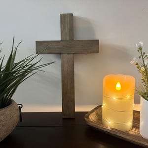 Gray Stained Wooden Cross: Christian Home Decor (7.25x12x0.75&quot;)