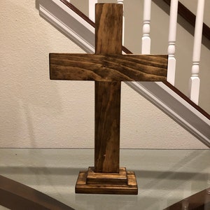 Stained Wooden Cross with Stand, Dark Walnut, Cross With Stand, Rustic Stained Cross, Wooden Cross, Wood Cross, Wooden Crosses, Wood Crosses