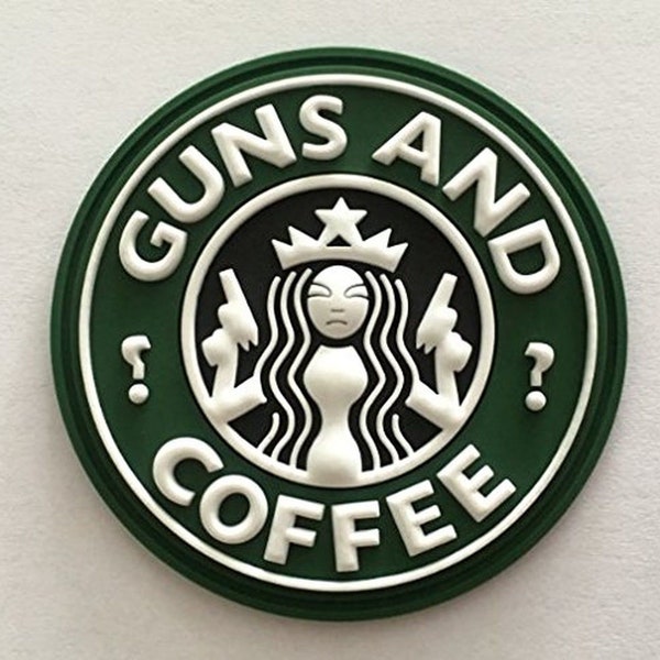 Guns and Coffee 3D PVC Tactical Silicone Velcro Morale Patch Appliques for Caps Bags Vests Military Uniform