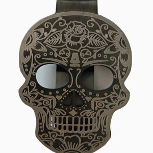 Tag des toten Scario Tattoo Black Matte Sugar Skull Money Clip Wallet