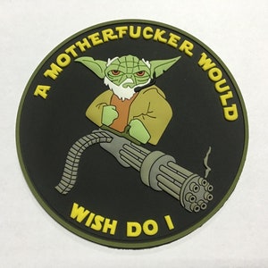 Tactical Yoda Mini Gun Ac-130 Door Gunner 3D PVC Patch Morale Patch