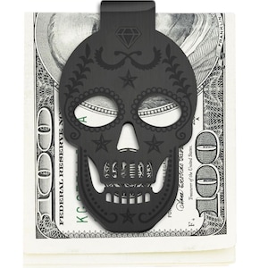 Matte Black Stainless Steel Skull Money Clip