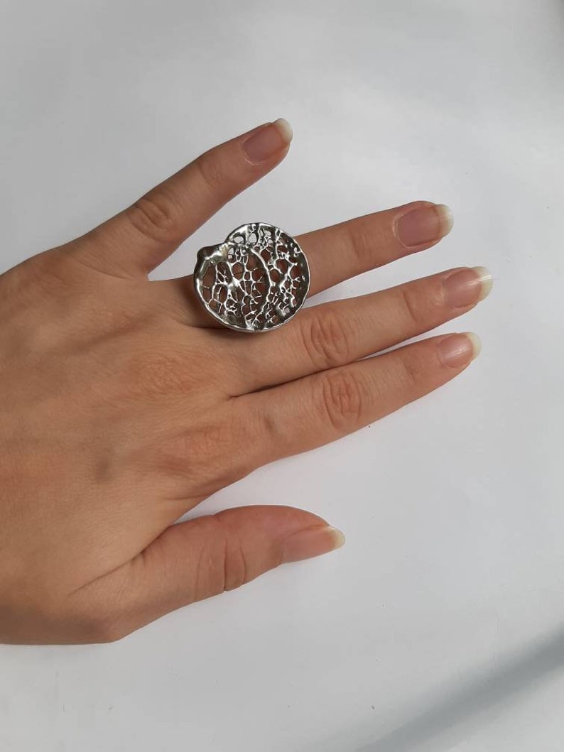 One of kind silver ring helix silver Ring unique copper Ring gift big snail shell Abstract copper ring gift for special occasion