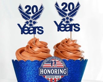 Air Force Custom Year Cupcake Topper. USAF Cupcake Topper. Retirement Cupcake Topper