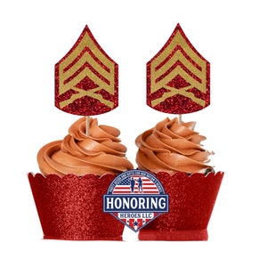 Marine Corps Enlisted Rank Cupcake Toppers USMC Promotion and Retirement Cupcake Toppers. All Enlisted Ranks Available USMC