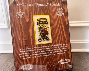 Military Plaque - Your Military Badge, Unit Emblem, Photographs, Ribbon Rack, etc.  put on a personalized plaque. Perfect Gift!