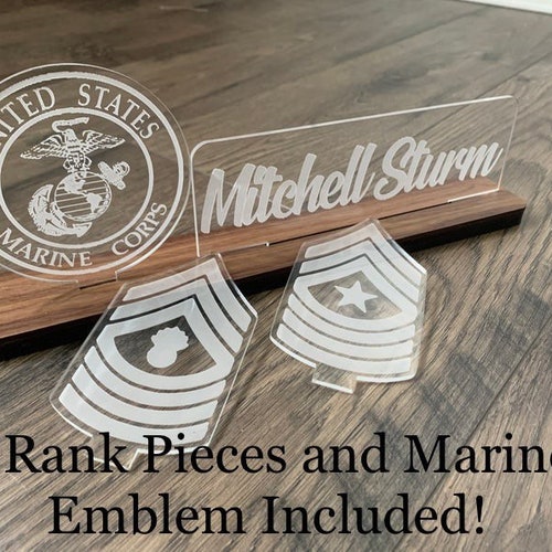 USMC Interchangable Name Plate and Rank. Perfect Addition to Etsy