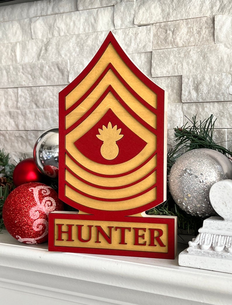 USMC Rank Self Standing Name Plate Etsy