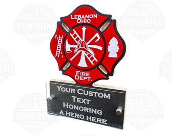 Personalized Maltese Cross Fire Fighter Desk Plaque