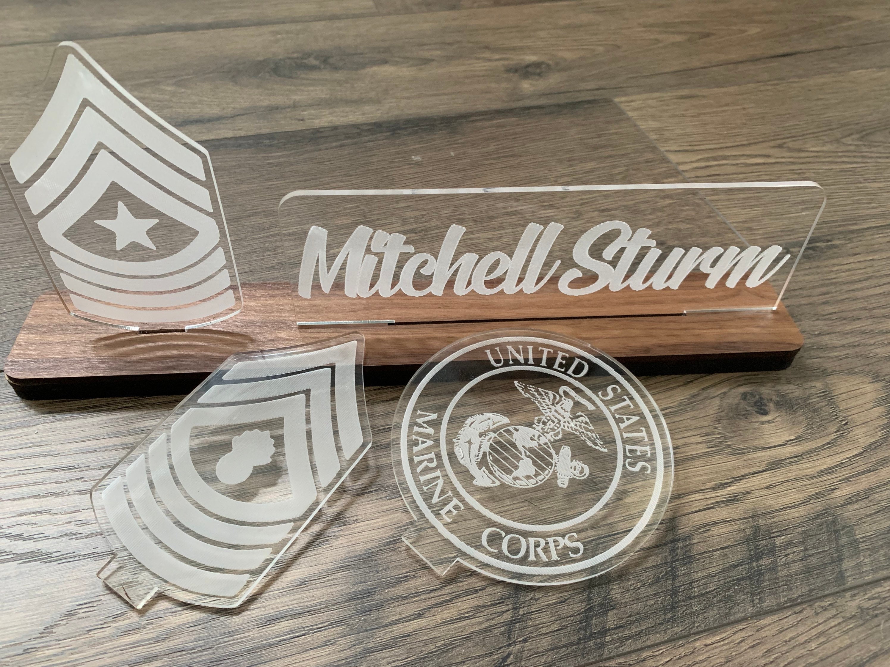 USMC Interchangable Name Plate and Rank. Perfect Addition to Etsy