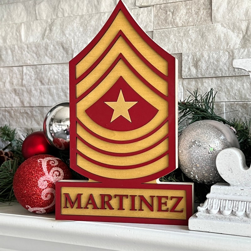 USMC Marine Corp Enlisted Rank Standing Name Plate With engraved name, Military Promotion Desk Decor, Military Promotion Gift, Pvt PFC LCpl Cpl Sgt SSgt GySgt MSgt 1stSg MGysg SgtMa