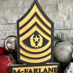 ARMY Rank Self Standing Name Plate - Army Enlisted Ranks - Army Promotion Gift - Army Retirement Gift - Army Name Plate