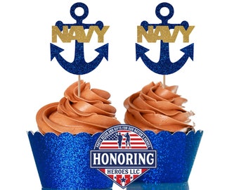 NAVY Anchor Cupcake Topper. USN Cupcake Topper Perfect for any NAVY Related Event! Enlistment, Promotion, Retirement, Commissioning!