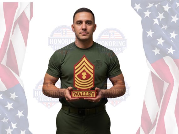 USMC Marine Corp Enlisted Rank Standing Name Plate - Military