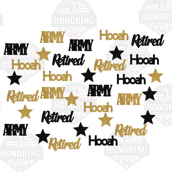 ARMY Retired Confetti, Military Retirement Party Decor NO SHED!