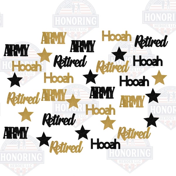 ARMY Retired Confetti. Army Retirement. Military party decor Promotion, Retirement, DD214, Enlistment.