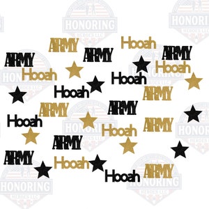 Confeti del EJÉRCITO, decoraciones para fiestas en negro y dorado ¡SIN DERRAME!