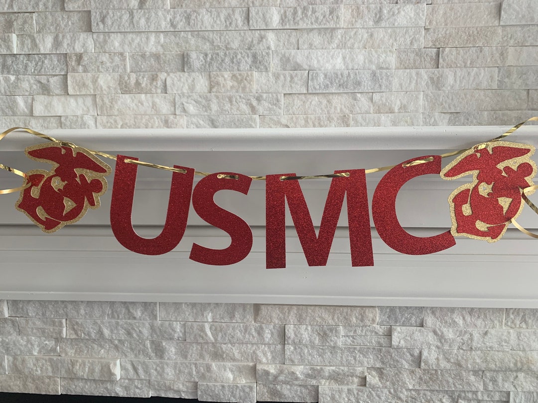 USMC Banner With Cutout Lettering NO SHED! - Etsy