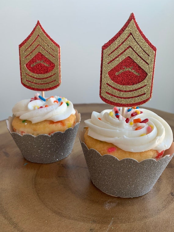 8 Ct Marine Corps Enlisted Rank Cupcake Toppers Usmc Promotion Etsy