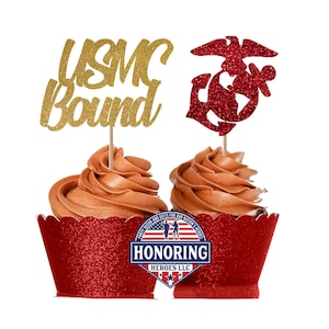 USMC Bound and Emblem Cupcake Toppers