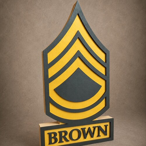 ARMY Rank Self Standing Name Plate - Army Enlisted Ranks - Army Promotion Gift - Army Retirement Gift - Army Name Plate