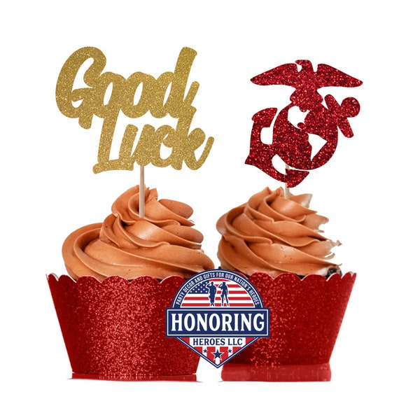 USMC Good Luck and Emblem Cupcake Toppers
