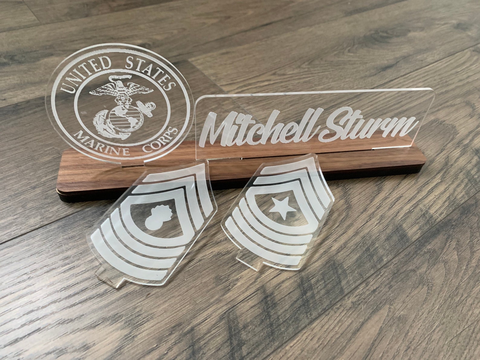 USMC Interchangable Name Plate and Rank. Perfect Addition to Etsy