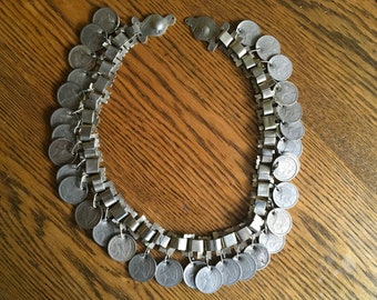 ritual Mapuche headpiece, with coins
