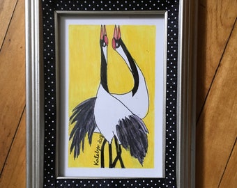 Soulmates, cranes watercolor painting