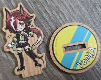 Miniatura de madeira de 5 cm da Vodka Umamusume Edição Limitada