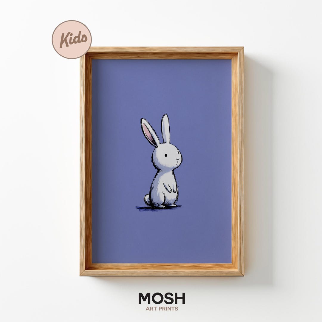 Minimalist Cartoon-style Rabbit Illustration - Printable Nursery Wall ...