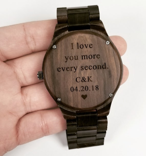 Engraved Wood Watch Best Wedding Gift for Groom from Bride Etsy