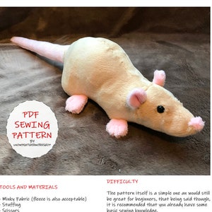 Rat Sewing Pattern - PDF, Sewing Tutorial and Pattern
